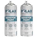 Polar Premium White Radiator Spray Paint - Gloss Finish - 2 x 400ml - Heat Resistant up to 100ºC - Quick Drying & No Primer needed - Exterior Surfaces of Radiators, Hot Water Tanks & More