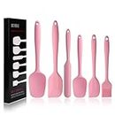 BINHAI Silicone Spatula Set - Pink 6 Piece Non - Stick Rubber Spatula with Stainless Steel Core - Heat-Resistant Spatula Kitchen Utensils Set for Cooking, Baking and Mixing