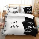 His&Her Side Cat&My Duvet Cover Pillow Cases Bedding Set Single Double King Size