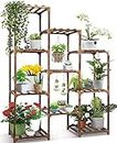 cfmour Plant Stand Indoor Outdoor, 10 Tire Tall Large Wood Plant Shelf Multi Tier Flower Stands,Garden Shelves Wooden Plant Display Holder Rack for Living Room Corner Balcony Office Lawn Patio