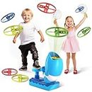 Doloowee Outdoor Spiele ab 4 Jahre Junge Mädchen, Flying Disc Launcher Toy, Outdoor Spielzeug Kinder, Fliegende Untertasse mit 8 Scheiben & 2 Fangnetzen, Geschenke für Kinder 4 5 6 Jahre