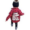 Toddler Baby Girl Toddler Baby Girl Boys Kids Letters Print Long Sleeve Shirt Button Plaid Top Jean Jacket Coat Outwear (red buffalo plaid jacket,2-3t)