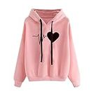 Women's Fashion Hoodies & Sweatshirts, Loose Fit Hoodies For Women 2023 Fall Fashion Sweatshirt Tops Casual Long Sleeve Hooded Blouse Heart Print Pullover Teens Clothes