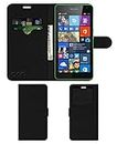 ACM Leather Window Flip Wallet Front & Back Case Compatible with Nokia Lumia 535 Mobile Cover Black