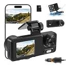 Niukuyu Dash Cam Front and Rear Interior with 3 Lens, Dashcam WiFi/APP Controlr with 64G SD Card, 1080P Car DVR Camera with loop recording, Night Vision, 170° Wide Angle, 24H Parking Mode,WDR,G-Sensor