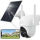 ARENTI 360° View Security Camera Outdoor, 2K Wireless Battery Camera with Solar Panel for Home Security, Color Night Vision, AI Motion Detection, Work with Alexa, 2.4Ghz Only(GO2T)