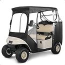 10L0L Golf Cart Enclosure 2 Passenger 600D for Universal EZGO TXT/RXV with 2 Door Zippers, Security Side Mirror Openings, Waterproof Portable Transparent Storage Driving Rain Cover