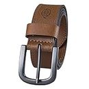 Dickies Men's Big and Tall 100% Leather Jeans Belt with Stitch Design and Prong Buckle, tan, 56 (Waist: 54)