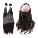 BRAZILIAN 360 Lace Frontal Closure with 2Bundles Straight VIRGIN Human Hair WEFT
