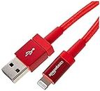Amazon Basics Cavo di ricarica USB-A a Lightning, certificato MFi, in nylon intrecciato, per iPhone, rosso, 1.8 m
