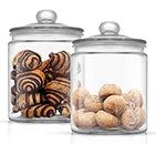 JoyJolt Elegant Cookie Jar. 2 Large Glass Jar With Lid. Jars for Kitchen Counter with Lids, Candy Jar, Decorative Apothecary Canisters, Half Gallon Lid Airtight