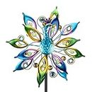 DREAMYSOUL 65” Metal Peacock Wind Spinners Double Sided Kinetic Wind Sculptures Outdoor Metal Windmill for Garden Yard Decor