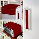 E-Retailer® Exclusive 3-Layered Jute Combo Set of Appliances Cover (1 Pc. of Fridge Top Cover, 1 Pc Handle Cover and 1 Pc. of Microwave Oven Top Cover) (Color-Red, Set Contains-3 Pcs.)