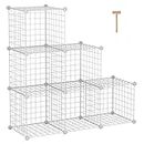 C&AHOME Wire Storage Cubes, Metal Grids Book Shelf, Modular Shelving Units, Stackable Bookcase, 6 Cubes Closet Organizer for Home, Office, Kids Room, 36.6”L x 12.4”W x 36.6”H White