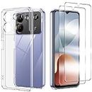 Anlxhj Compatible with ZTE Blade A54 Case and Tempered Glass Screen Protector [2 pack] Soft Bumper Anti-Scratch Silicone Phone Case Cover Transparent