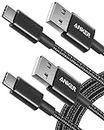 Anker USB C Cable, [2-Pack, 6 ft] Type C Charger Premium Nylon USB Cable, USB A to Type C Charging Cable Fast Charge for Samsung Galaxy S10 S10+ / Note 8, LG V20 and Other USB C Charger (Black)