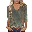 DASAYO Casual Tops for Women 3/4 Length Sleeve Shirts for Women Spring Fashion V Neck Vintage Floral Tops Casaul Blouses Peime Walmart. Com Online Shopping