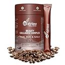 WishNew Wellness BEAUTY COLLAGEN COMPLEX | Radiant Skin, Lustrous Hair & Strong Nails | 21 Sachets with Collagen, Hyaluronic Acid, Biotin | Coffee Flavor | Natural Ingredients for Beauty Boost