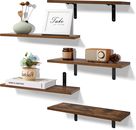 Floating Shelves for Wall Decor Storage, Dark Brown Wall Mounted Shelves Set of 