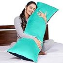 MY ARMOR Microfibre Full Body Long Sleeping Pillow for Pregnancy, 53"x16" Inches, Side Sleeping, Hugging, Cuddling, Relaxing, Washable, Velvet Outer Cover with Zip (Aqua Green + Navy Blue)