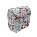 Lunarable Retro Stand Mixer Cover, Teapots and Cups with Polka Dots Macarons Cupcakes with Berries Pattern, Kitchen Appliance Organizer Bag Cover with Pockets, 6-8 Quarts, Blue Pink Brown