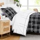 Southshore Fine Living, Inc. 3-Piece King or California King Size Comforter Set with 2 King Size Pillow Shams, Comfy and Cozy Brushed Microfiber, Down Alternative Comforter; Checkered Black and White