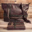Montana West Concealed Carry Tote Western Stone Concho Embellished With Wallet