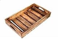 The Muebles Store Wooden Serving Tray for Dining Table | Handmade Mango Wood Serving Tray Home,Office Hotels Use (29.2 x 17.8 x 3.8 CM) (Light Brown)