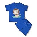 TrueYarn 100% Cotton T-Shirt & Shorts Set For Baby Boy & Baby Girl | Super Soft Cord Set For Infants & Toddlers | Baby Boy Dress | New Born Baby Clothes | Size 9-12 months (BLUE)