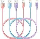 Lightning Cable 10FT 3Pack iPhone Charger [Apple MFi Certified] Color Nylon Braided USB Charging Cord for iPhone 11Pro MAX Xs XR X 8 7 6S 6 Plus SE 5S 5C Blue Green Orange Purple