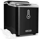 Ice Makers Countertop KUMIO, 9 Thick Bullet Ice Ready in 9 Mins, 26.5Lbs in 24Hrs, Portable Ice Maker with Ice Scoop and Basket, for Home Kitchen Office Bar Party, Black