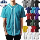 Mens Baseball JERSEY Raglan Plain T Shirt Team Sport Button Fashion Tee Casual