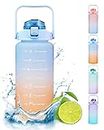 Water Bottle, 2L Sports Water Bottle with Straw & Time Maker, Leak-proof Drinks Bottle for Outdoor Sports, Gym, Hiking, Camping, Cycling, Fitness, School, Running, BBQ, Beach, BPA-free