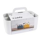 BLUE GINKGO Multipurpose Caddy Organizer - Stackable Plastic Caddy with Handle | Desk, Makeup, Dorm Caddy, Classroom Art Organizers and Storage Tote (Rectangle) - White