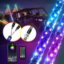 2X 5FT BEVINSEE For Polaris Light Spiral LED RGB Whip Lights W/Flag + Remote APP