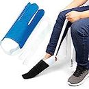 Fanwer Sock aid device for seniors,sock helper easy on easy off with Pants Assist straps,sock assist device for seniors, Disabled,Pregnant, Diabetics -Sock put on helper（Blue）