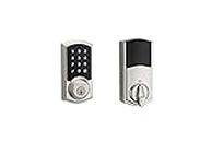 916 Touchscreen Electronic UL Deadbolt Featuring SmartKey Security and ZigBee Technology in Satin Nickel