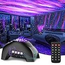 CIMELR Northern Lights Aurora Projector,Star Projector Music Bluetooth Speaker and White Noise, Galaxy Light with Remote Control,Night Light Projector for Home Decor Bedroom/Ceiling（Black）