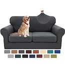 XINEAGE 2024 Newest 3 Pieces Couch Covers for 2 Cushion Sofa Super Stretch Loveseat Slipcover Pet Dog Universal Slip Cover Anti Slip Love Seat Furniture Protector (Dark Gray, 55"-69")