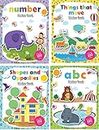 Set of 4 Sticker Books for Kids - Number, ABC, Things that Move & Shapes and Opposites | Sticker Activity for Children