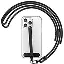 Sinjimoru 2 in 1 Combo Phone Loop Band Strap with Lanyard, Soft Silicone for iPhone Grip Strap Walking Adjustable Crossbody Neck Cell Phone Holder for All Smartphones. Sinjiloop Lanyard Black