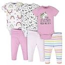 Onesies Brand Baby 3 Onesies 3 Pants Outfit Bundle Mix n Match Newborn to 12M, Pink Unicorn Rainbow, 6-9 Months