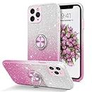 iPhone 11 Pro Max Case YINLAI Slim Sparkly Glitter iPhone 11 Pro Max Cases with Rotatable Ring Holder TPU Bumper Anti-Scratch Shockproof Bling Women Protective Girls Case Cover For iPhone 11 Pro Max 6.5", Gradient Pink