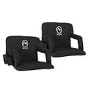 nalone Folding Stadium Seat Set of 2, 20.5 inch Wide Stadium Chairs for Bleachers Stadium Seat Bleacher Chairs Portable with Back Supports Thick Padded Cushion Armrests Reclining(Black)