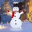 Tangkula 6 FT Lighted Christmas Snowman, Outdoor Pop-up Snowman Figure w/200 Lights, Red Scarf, Black Hat, Ground Stakes, Zip Ties, Collapsible Faux Light up Snowman for Party, Festival Decor