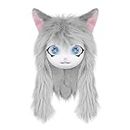 SMILETERNIT Animal Head Cat Fursuit Cut Mask Halloween Masquerade Cosplay Costume Props Gray