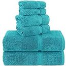 Chakir Turkish Linens 100% Cotton Premium Turkish Towels for Bathroom | 2 Bath Towels - 2 Hand Towels, 2 Washcloths (6-Piece Towel Set, Aqua)