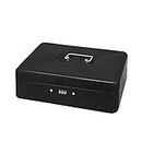 Grofilo 12 Inch 3 Digit Combination Lock Portable Metal Money Box Note and Coin Compartments Perfect Secure Storage for Loose Change 30 * 25 * 9 CM- Black