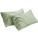 Bedsure King Size Pillow Cases Set of 2, Rayon Derived from Bamboo Cooling Pillowcase, Soft & Breathable Pillow Covers with Envelope Closure, Gifts for Men or Women, Sage Green, 20x36 Inches