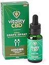 Vitality CBD Drops and Spray in MCT Oil 2400mg of CBD, Natural, 30 ml, NO THC